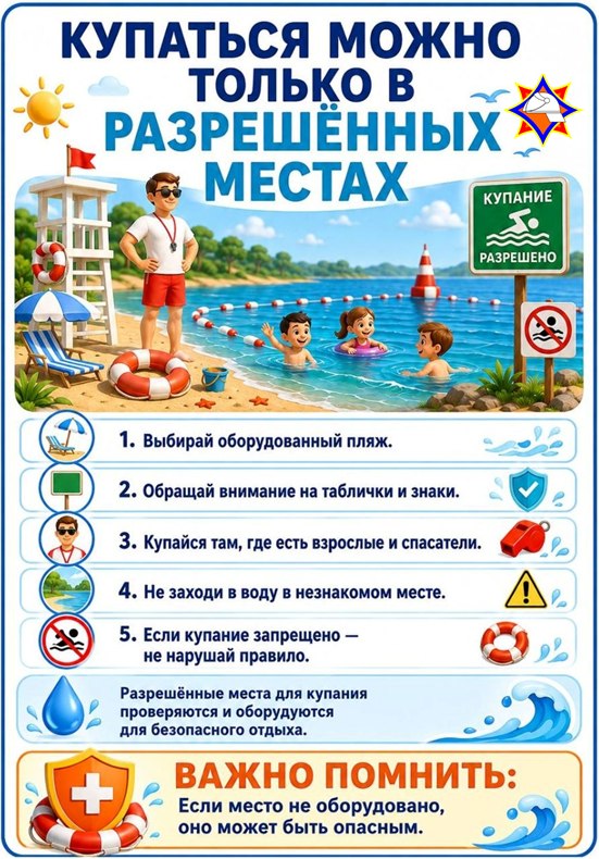 Купание в разрешенных местах